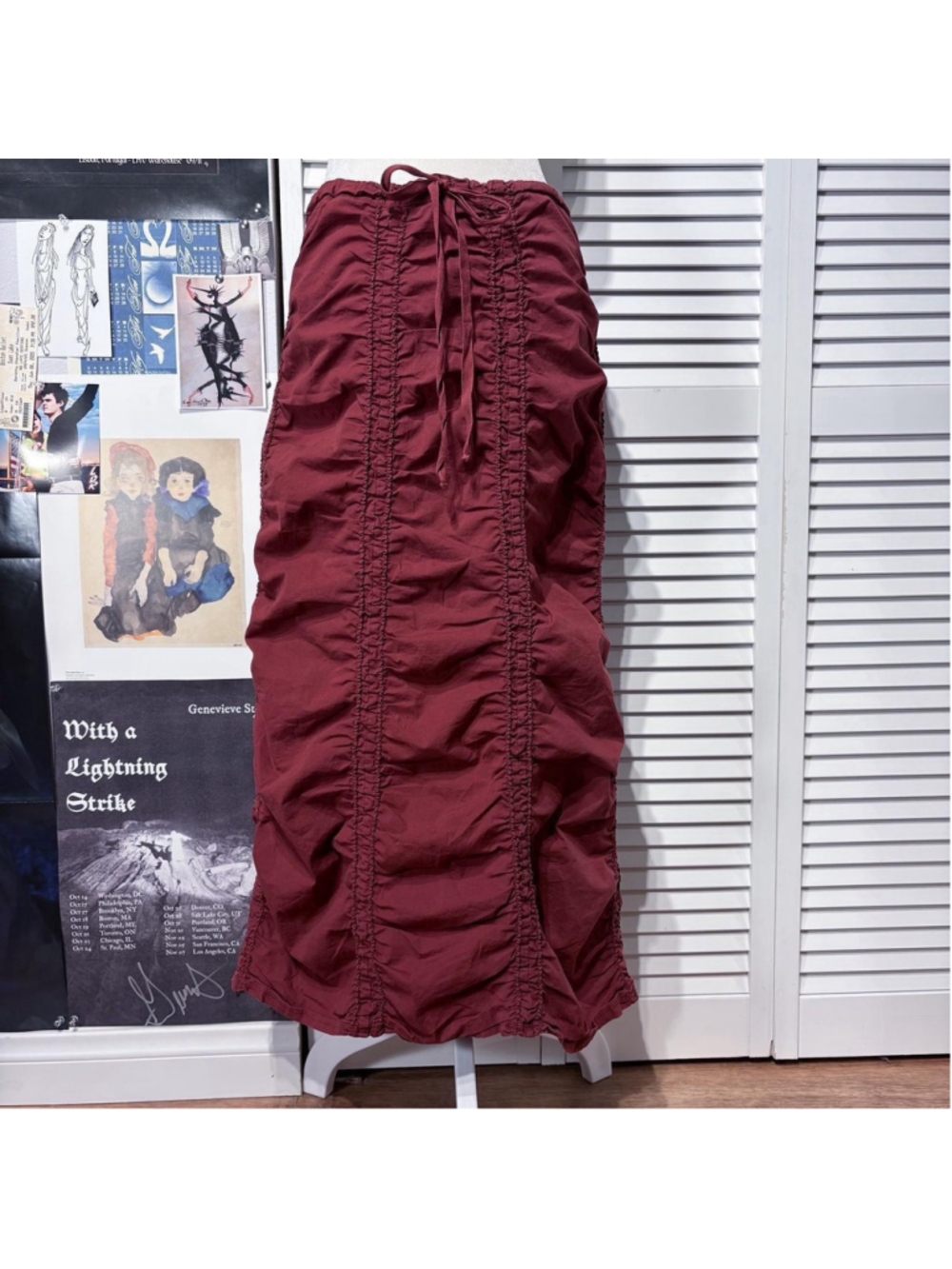 XCVI burgundy parachute skirt
